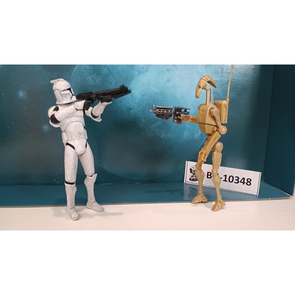 Star Wars Clone Wars 2008 Clone Trooper #05 & Battle Droid #07 Action Fig Lot 2